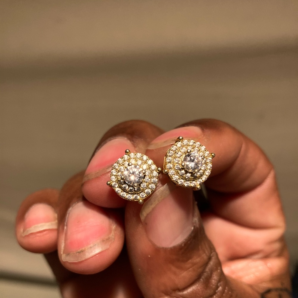 10k Earrings with Diamond shavings